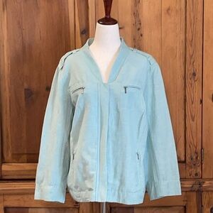 NIC + ZOE Green Linen Zip Jacket Sz. L